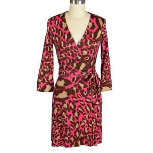 DIANE VON FURSTENBERG JULIAN LEOPARD SILK WRAP DRESS